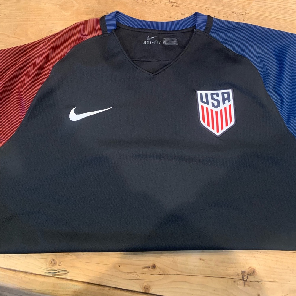 Nike Black USA Soccer Jersey with Red and Blue Sleeves